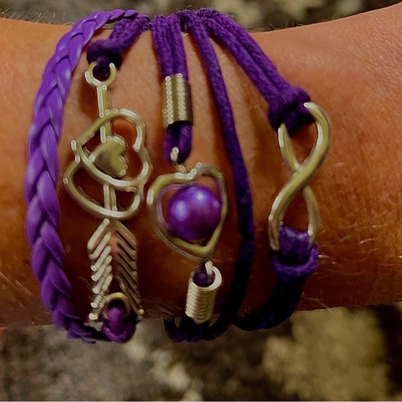 Jewelry - $10 or 2/$15 PURPLE CHORDED LOVE BRACELET